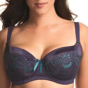 Elomi Paloma Bra UK Size 36E Indigo Purple Padded Half Cup Balcony 8420